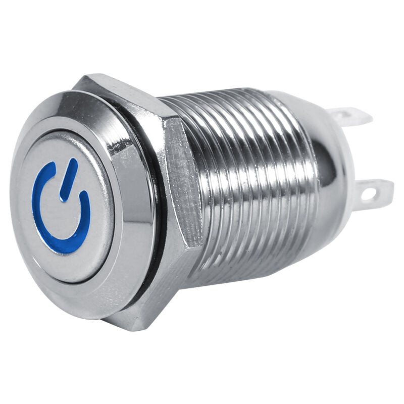 Image of Auto Fahrzeug Power Druckknopfschalter Momentary Typ Blaue led 3V - Zoternen