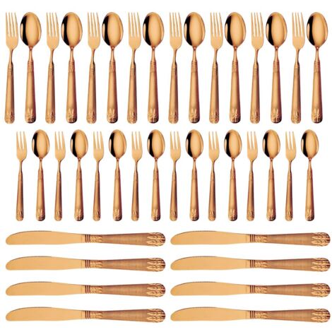 Zoternen Besteck Set, 20/40Pcs Geschirrset aus Edelstahl mit Weizenährenmuster, Essbesteck Set für Zuhause Hotel Hochzeit, Spülmaschinenfest (Roségold)