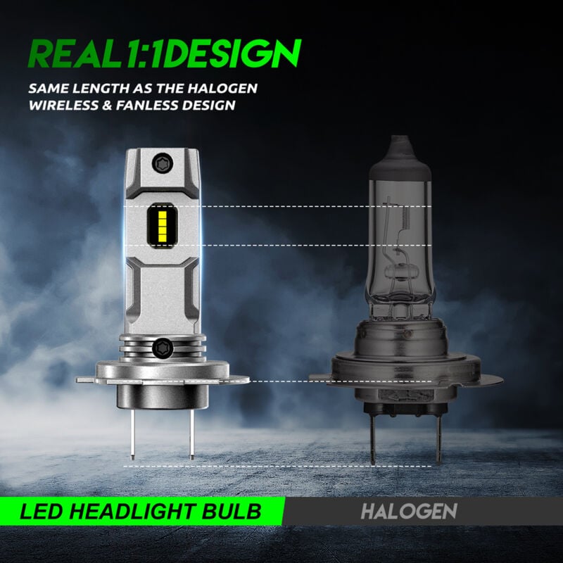 Zoternen Bulbes de phares à LED H7, kit de conversion de phares super brillant de 50 000 lms 6500k IP68 imperméable, pack de 2