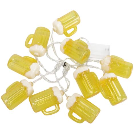 Zoternen Catena di luci per boccali di birra, confezione da 2 boccali di birra da 6,5 piedi con 10 LED, luce calda, catena di luci pieghevoli per boccali di birra, catena di luci a risparmio energetic