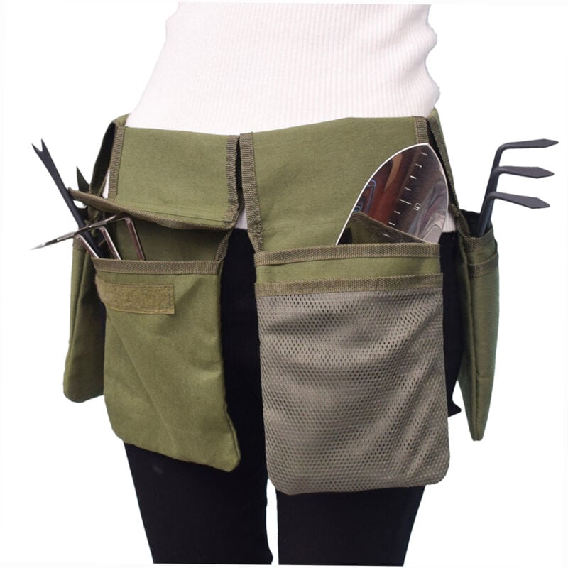 Zoternen - Ceinture porte-outils en toile militaire verte - Poches multifonctions