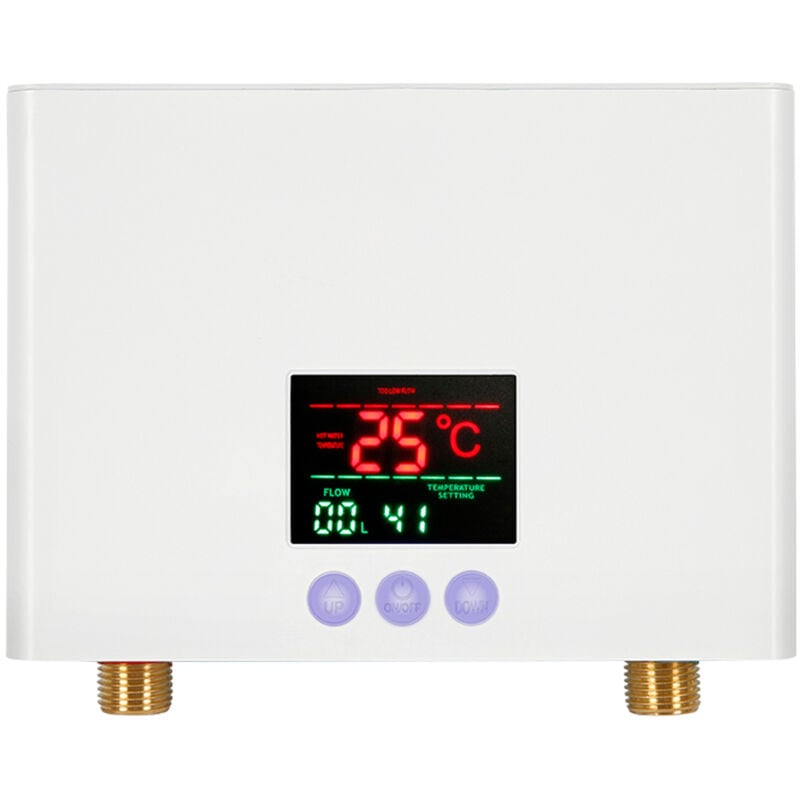 Zoternen - Chauffe-eau instantané, mini chauffe-eau électrique mural 3KW avec affichage led, thermostat à 3 niveaux, télécommande, blanc