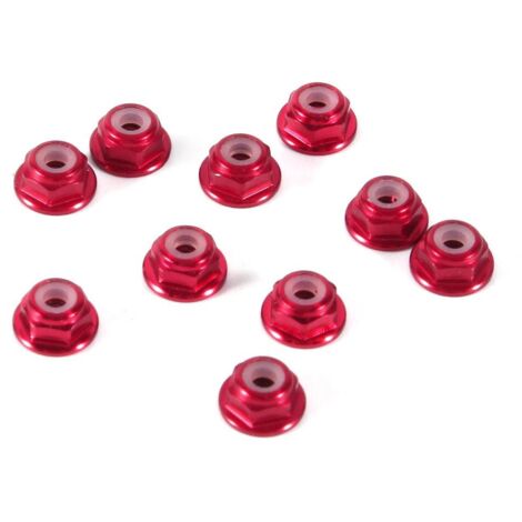 Zoternen Dadi esagonali autobloccanti, 10 pezzi Dado M2 Flangia in alluminio CNC Dadi metallici autobloccanti in nylon Dado esagonale rosso scuro