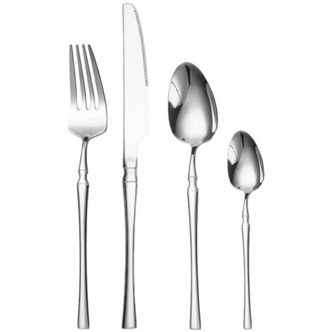 Zoternen Edelstahl Besteck Set, Essbesteck Set 24 teilig, Gabeln, Löffel und Messer, Poliertes Besteckset für die Küche zu Hause und Partys im Restaurant, spülmaschinenfest (Silber)