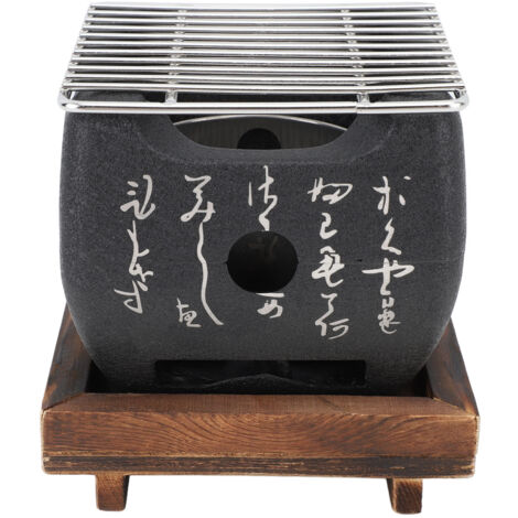 Zoternen Holzkohleofen mit japanischer Schrift, Mini-Tragbarer Multifunktions-Schnellheizgrill für die Familie, klein, quadratisch, 11,9 x 10,9 cm
