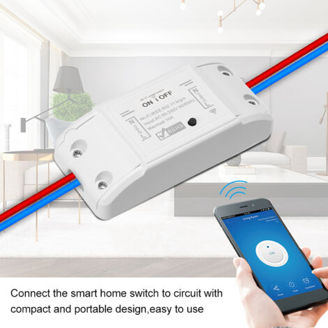 Zoternen Interrupteur intelligent Wi-Fi compatible avec Amazon Alexa et minuterie domestique, télécommande sans fil 10 A/2200 W, commande via application Android/IOS, module d'automatisation universel
