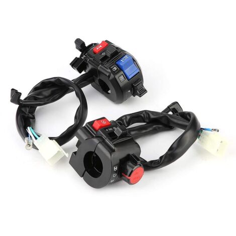Zoternen Interruttore manubrio 1 coppia universale da 7/8 pollici per manubrio moto clacson indicatore di direzione interruttore di controllo avviamento (nero)