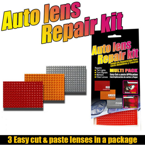 Zoternen Kit de réparation de lentilles automobiles Multi-pack Car Lights Crack Film Film Withlight TailLools Tools 3PCS est livré avec des couleurs transparentes en ambre rouge