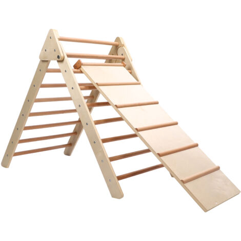 Zoternen Klappbare Kletterleiter aus Holz, dreieckig, zum Rutschen und Klettern, 2-in-1