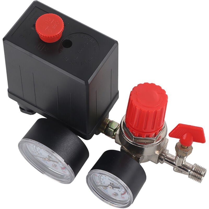 Image of Kleiner Luftkompressor-Druckschalter-Steuerventilregler mit Messgeräten - Zoternen