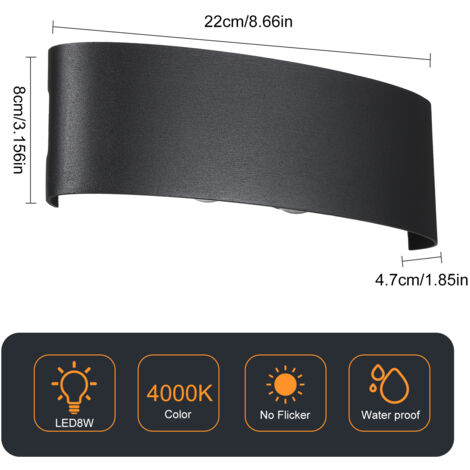 Zoternen LAMPADA DA PARETE A LED MODERNA NEOGLINT DA 8W CON TUBI A PARETE, STAMPA BIANCO CALDO PER CORTILE, CORRIDOIO, CAMERA DA LETTO