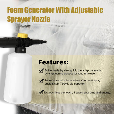 Zoternen Lance à mousse de 750 ml pour nettoyeur haute pression Bosch AQT EA110 UA125, générateur de savon avec buse de pulvérisation réglable