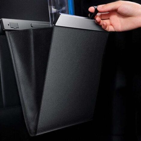 Zoternen Les ordures de voiture en cuir peuvent les poubelles arrière pliables Organisateur de stockage de grande capacité étanche pour le VUS de véhicule SUV