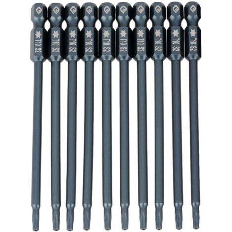 Zoternen Lot de 10 embouts de tournevis magnétiques T10 à tête étoile avec tige hexagonale de 100 mm 1/4"