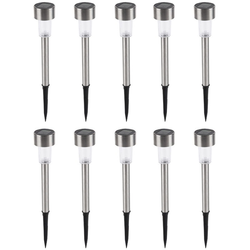 Zoternen - Lot de 10 lampes solaires pour jardin – led, acier inoxydable, résistant aux intempéries