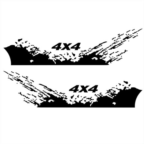 Zoternen Lot de 4 autocollants pour voiture 4x4 tout-terrain (40 x 10 cm) + autocollant graphique de montagne (190 x 50 cm) pour accessoires extérieurs de camion, noir
