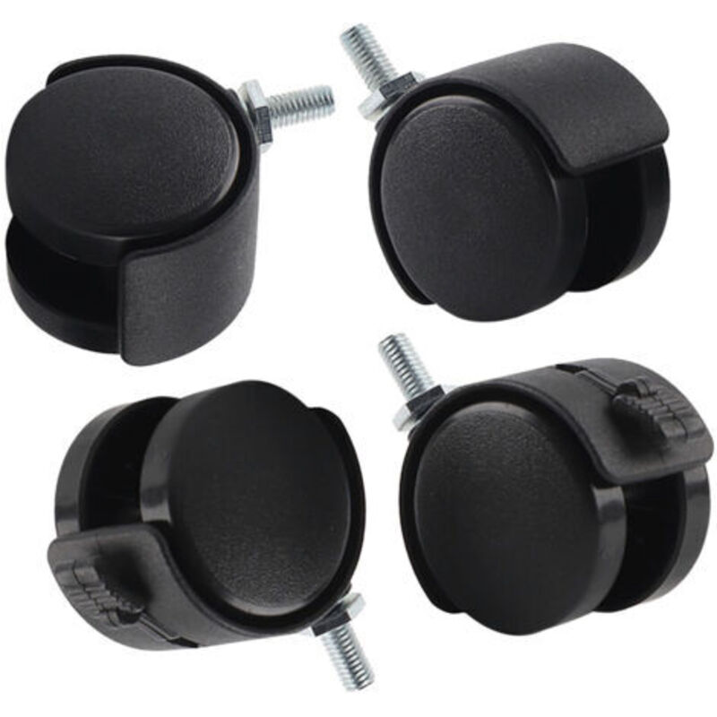 Zoternen - Lot de 4 roulettes pivotantes de rechange pour chaise de bureau, en nylon et plastique, avec frein, noires