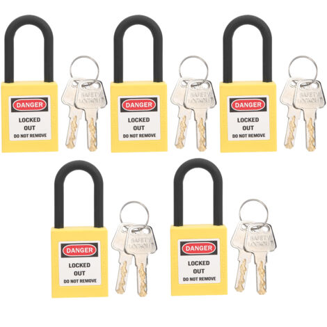 Zoternen Lucchetto di sicurezza antipolvere progettato in nylon da 5 set con lucchetto di blocco da 38 mm per siti industriali Giallo