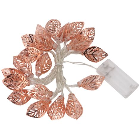 Zoternen Luci a LED color oro rosa, luci fatate impermeabili, a batteria, foglie scavate per casa, feste, patio, giardino, matrimonio