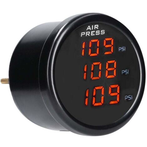 Zoternen Manomètre de pression d'air à triple affichage, manomètre numérique à LED, 0-220 psi, avec 3 capteurs 1/8 NPT