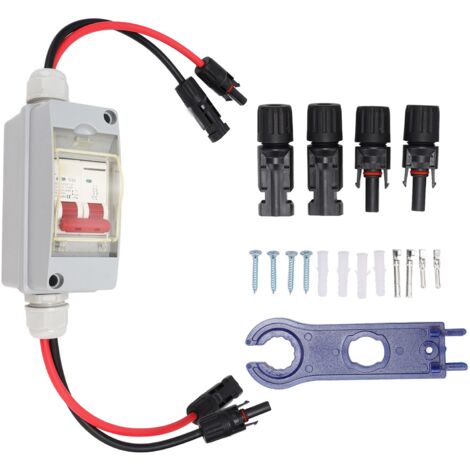 Zoternen MCB-Leistungsschalter, 2P, DC 500 V, 32 A, wasserdichter Verteilerkasten, IP65, Trennschalter mit Kabel und PV-Anschluss