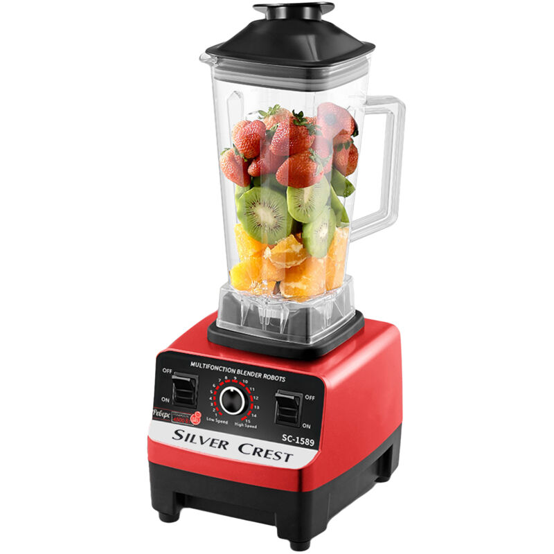 Zoternen - Mélangeur multifonctionnel, moulin à grains électrique 4500W, 15 vitesses, prise ue rouge