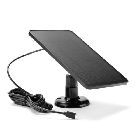Zoternen Panneau solaire de caméra de sécurité IP6 étanche Puissance continue réglable à 360 degrés avec panneaux solaires de charge de 10 W 5 V avec port Type-C/Câble de charge de 9,8 pieds