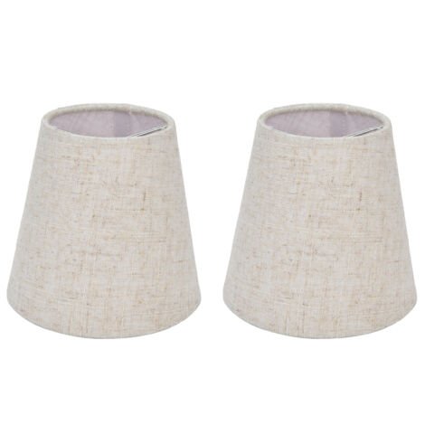 Zoternen Paralume in tessuto con clip, 2 pezzi, per lampada da tavolo, per attacco E14, candeliere, lampadario, PT13, beige, bordo bianco
