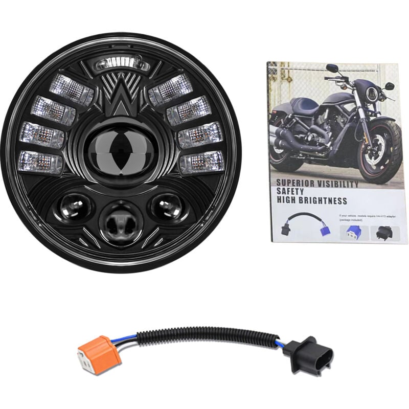 Zoternen - Phadache led 5-3 / 4 5,75 pouces, lampe frontale de moto ronde étanche avec un signal de virage drl High / Bail faisceau