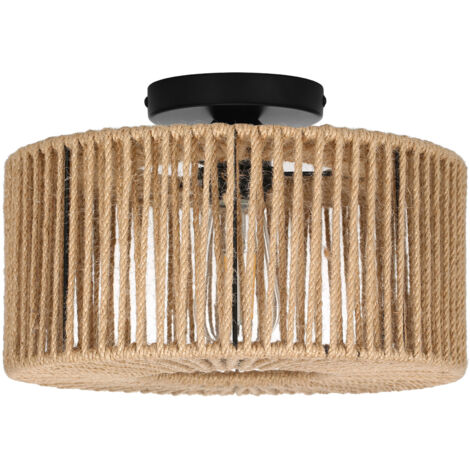 Zoternen Plafonnier en rotin suspendu, plafonnier avec abat-jour en rotin, plafonnier vintage en bambou, plafonnier rustique en rotin pour salon chambre cuisine couloir