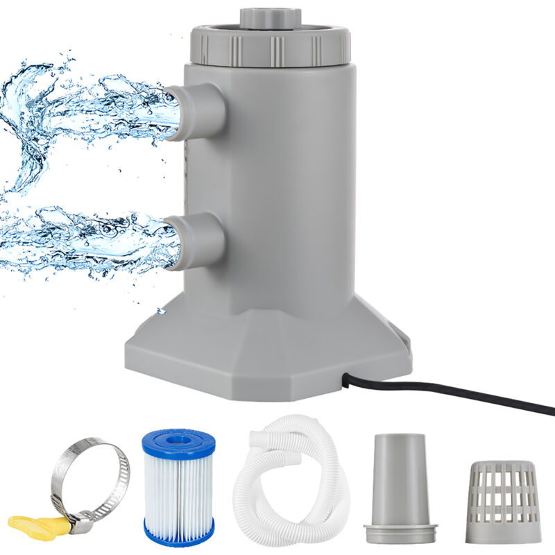 Pompe filtrante à cartouche - Système de filtration à cartouche de piscine - Gris - 250 l/h - 55W - Zoternen