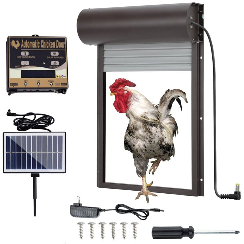 Zoternen Porte Automatique Poulailler Solaire, Sécurité Renforcée avec minuterie pour Enclos, Anti-Pincement, Anti-Prédateurs, Installation Facile,