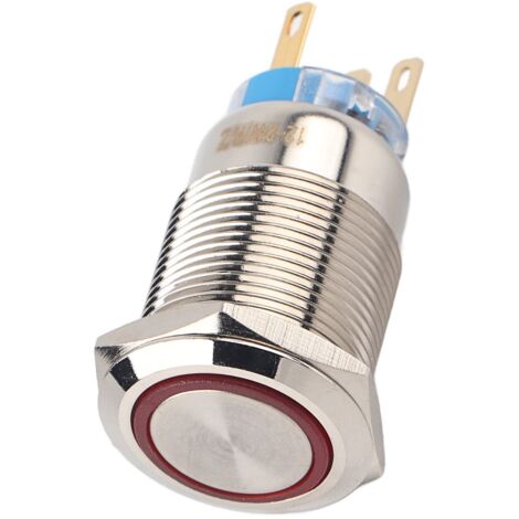 Zoternen Pulsante LED per auto Keenso, pulsante autobloccante a LED da 19 mm, 12-24 V, pulsante di avvio impermeabile, interruttore rotondo in metallo, pulsante 1NO1NC (rosso)