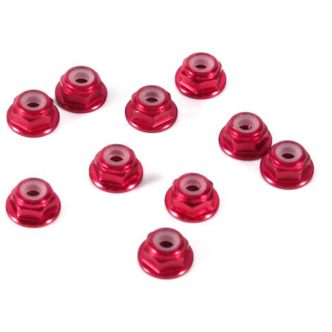 Zoternen Sechskant Selbstverriegelungsmuttern, 10 Stück M2 Mutter CNC Aluminium Flansch Nylon selbstsichernde Metallmuttern Dunkelrot Sechskantmutter