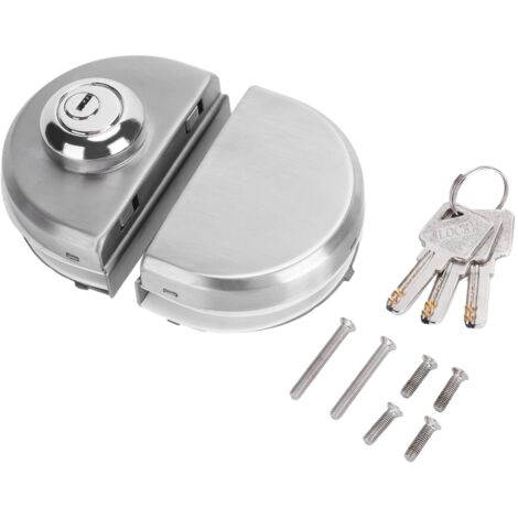 Zoternen Serratura in acciaio inox per porta in vetro da 10-12 mm di spessore, serratura per cancello scorrevole a spinta con 3 chiavi per la casa