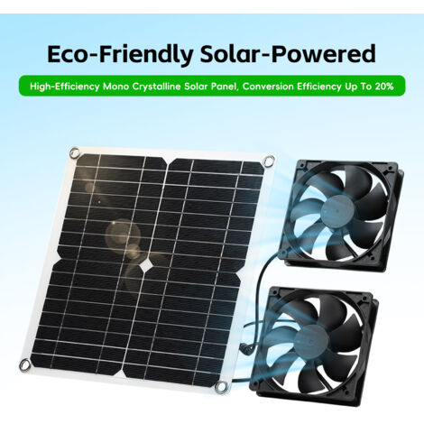 Zoternen Solarbetriebenes Outdoor-Ventilator-Set mit Dual 12 W für Zuhause, Wohnmobil, Gewächshaus, Haustierhaus, belastbar und wasserdicht, 3000 U/min, 14 cm, Camping