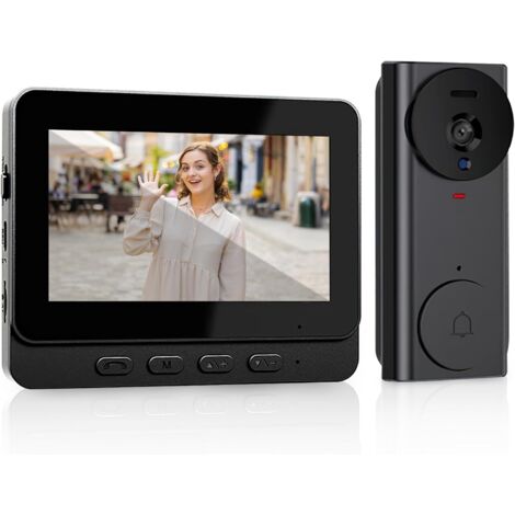 Zoternen Sonnette sans Fil avec Camera avec écran IPS 4.3 1080P Visiophone sans Fil  170° WiFi  Audio Bidirectionnel la Fonction IP65 étanche