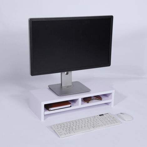 Zoternen Supporto per monitor da tavolo TV LCD Portacomputer per laptop Ripiano per schermo per computer Scrivania da ufficio Bianco violaceo