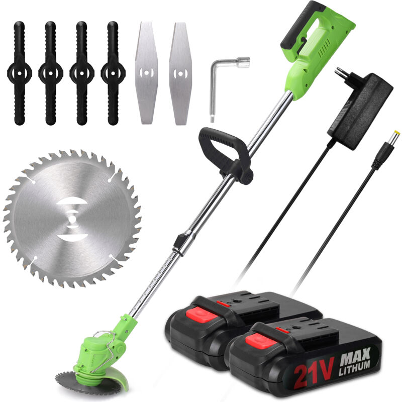 Tondeuse électrique 21V, désherbeur à batterie rechargeable au lithium, tondeuse sans fil, modèle vert - Zoternen