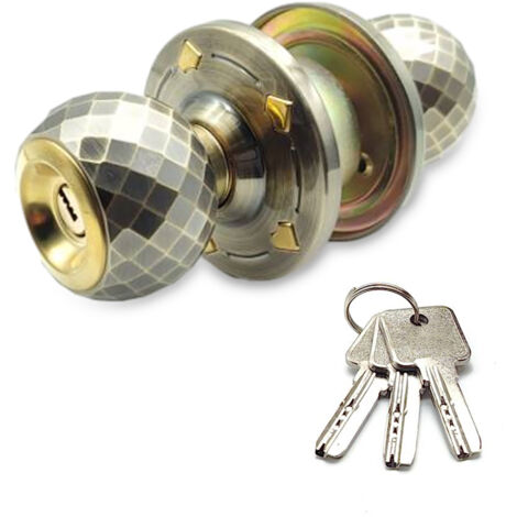 Zoternen Türknauf aus Aluminiumlegierung, robustes Kugelschloss, Hochglanzoberfläche, mit 3 Schlüsseln, für Schlafzimmer, Badezimmer, Klassenzimmer, Abstellraum, einfach zu installierender Eingangsgri