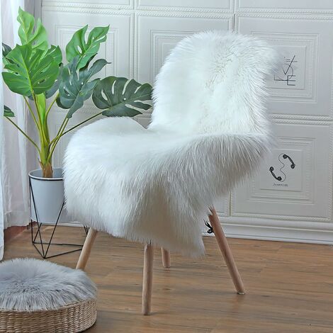ZPX Tapis en Peau de Mouton,Tapis Duveteux en Fausse Fourrure,Tapis universels de différentes Tailles utilisés dans la Chambre à Coucher, Le Salon, la Chaise ou Le canapé (Blanc, 60x90cm)