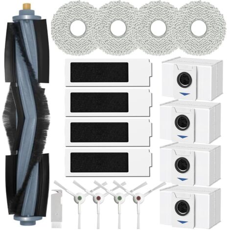 Zubehör für ECOVACS DEEBOT T20 Omni/ T20e Omni Saugroboter, Ersatzteile Set mit 1 Hauptbürste, 4 Staubbeutel, 4 Wischpads, 4 HEPA Filters, 4 Seitenbürsten