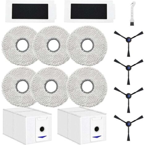 Zubehör für ECOVACS DEEBOT T30 Pro Omni / T30 Omni Saugroboter, Ersatzteile, 6 Tücher + 2 Staubbeutel + 4 Seitenbürsten + 2 Filter