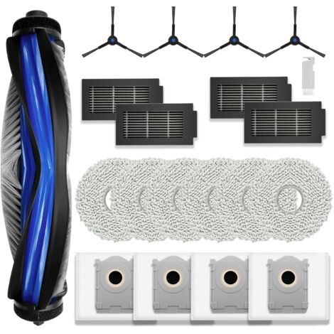 Zubehör für ECOVACS DEEBOT T50 Pro Omni/ T50 Omni/ T50 Pro Saugroboter, Ersatz-Kit inklusive 1 Hauptbürste, 6 Wischtücher, 4 Staubbeutel, 4 HEPA-Filter, 4 Seitenbürsten