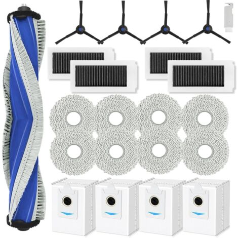 Zubehör für ECOVACS DEEBOT X5 Omni, Ersatz für ECOVACS X5 Pro Omni mit 1 Hauptbürste, 8 Wischtüchern, 4 Staubbeuteln, 4 HEPA-Filtern und 4 Seitenbürsten.