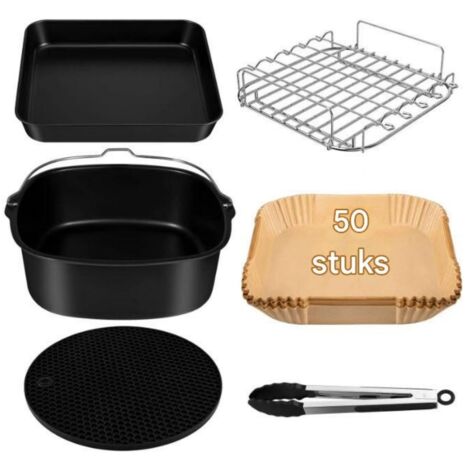 Zubehör für Heißluftfritteusen – 6-teiliges Set – 22 cm – Passend für COSORI Turboblaze Heißluftfritteuse XXL 5,5 l, 6 l, 6,2 l – BPA-frei – Zubehör für Heißluftfritteusen