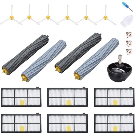 Zubehör für iRobot Roomba 800, 900, 980, 960, 971, 895, 860, 824, 880: 2x HEPA-Filter, 6x Seitenbürsten, 4x Walzenbürste, 1x Ersatzteile für das Vorderrad