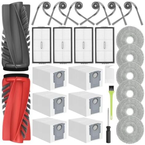 ODIPIE Zubehör für Roborock Saros 10R Roboterstaubsauger, Ersatzset mit 2 Hauptbürsten, 6 Seitenbürsten, 6 Wischmopps, 6 Staubbeuteln, 4 Hepa-Filtern
