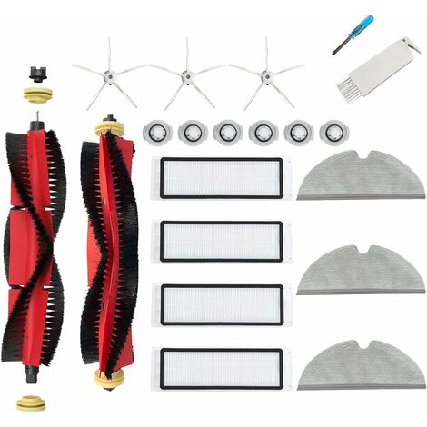 Zubehör-Kit für Xiaomi Roborock S5 Max S6 Pure S6 Maxv E5 Filterwalze Wischmopp Seitenbürste Weiß Haupttücher Wasserfilter Ersatzteile (19 Stück)