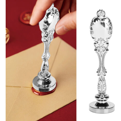 Zubehör: Wachssiegel mit Metallgriff im Retro-Stil – Silber  Versiegelungszubehör zum Dekorieren von Karten, Einladungen und Geschenken  Hochwertiges, robustes Metall, 82 g